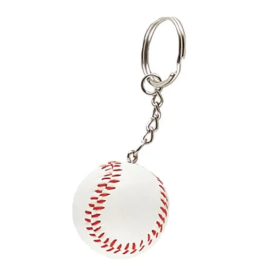 1 1/2" White Baseball Keychain