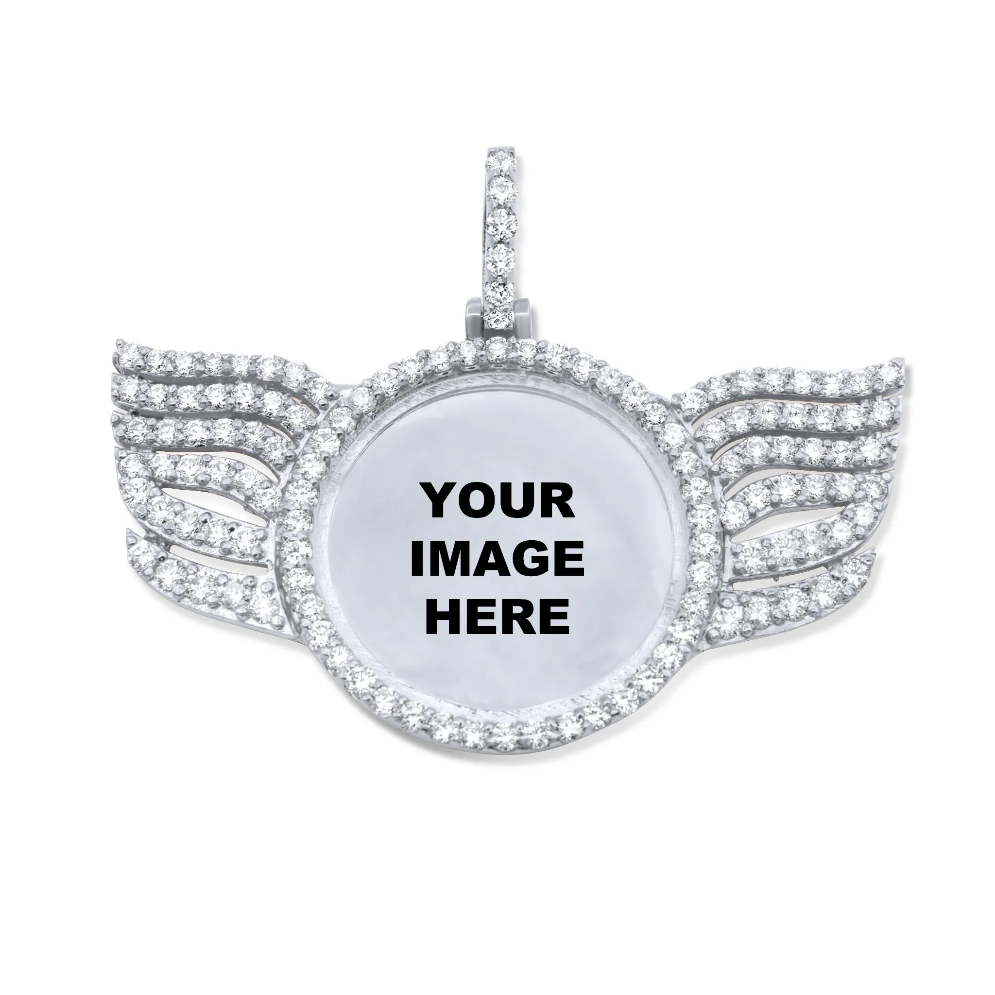 14k White Gold Wings Diamond Picture Pendant 3.80ctw