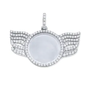 14k White Gold Wings Diamond Picture Pendant 3.80ctw