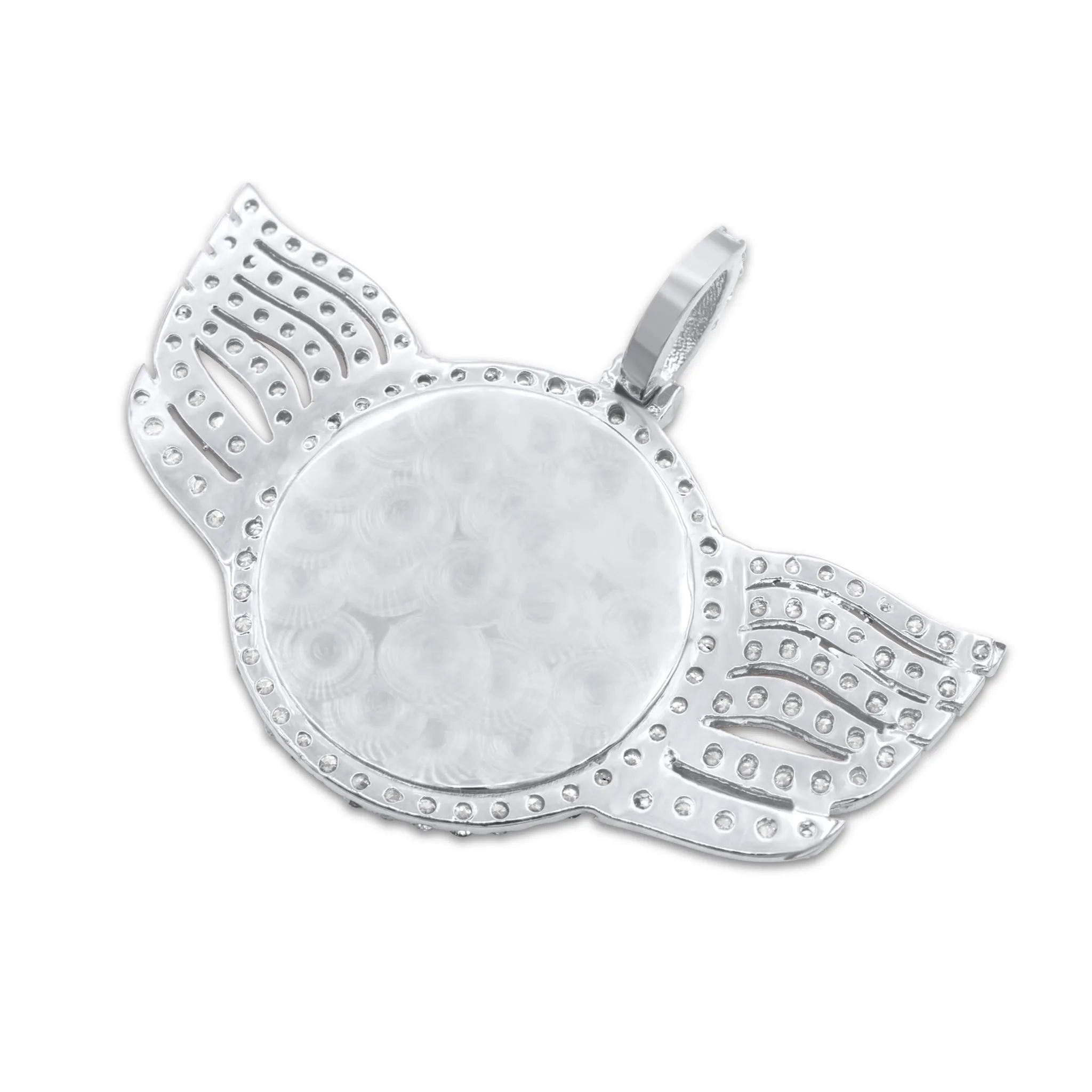 14k White Gold Wings Diamond Picture Pendant 3.80ctw