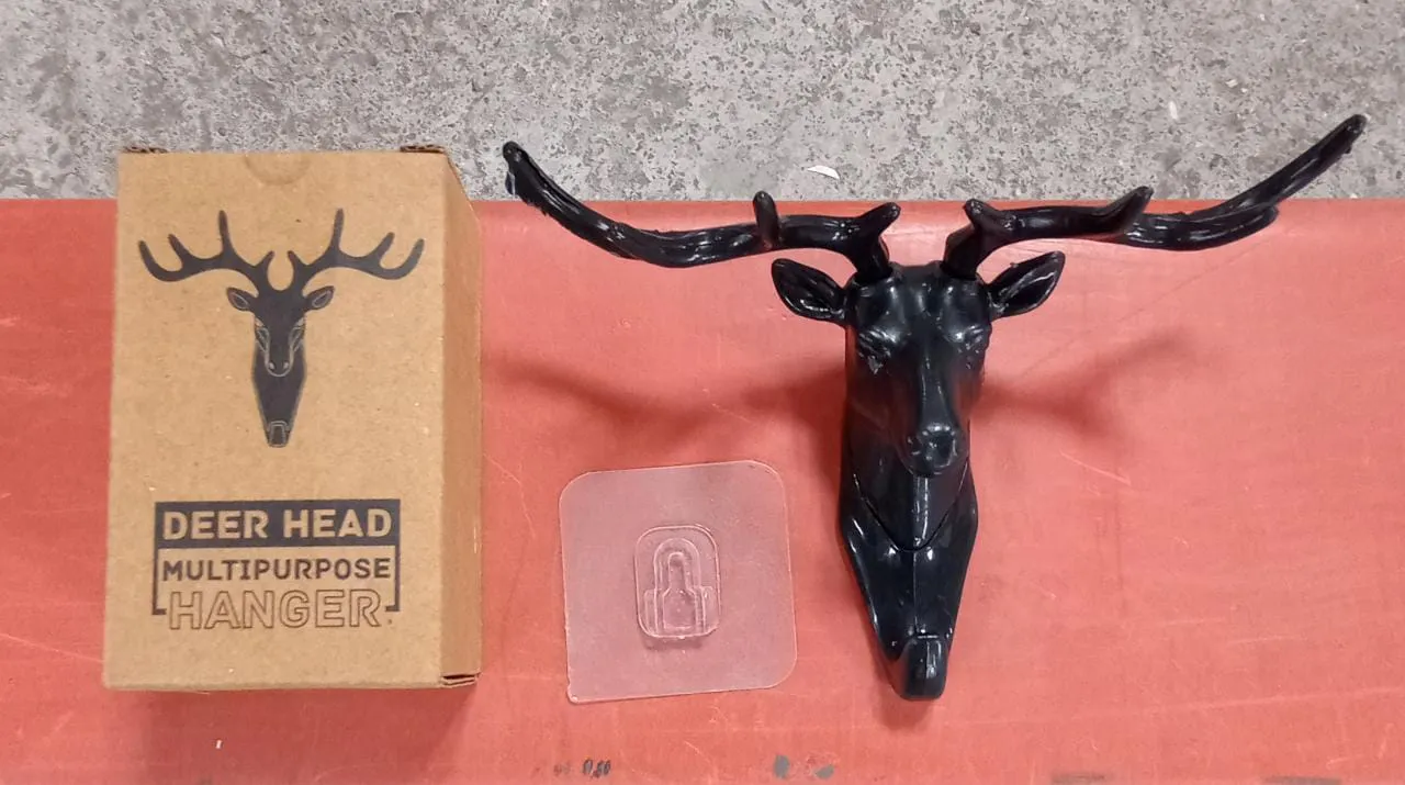 1743 Deer Head Self Adhesive Wall Door Hook Hanger