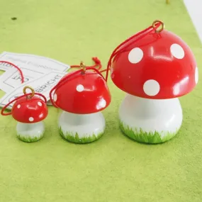 A Set of Wooden Mushrooms (Set of 3) - Christmas tree decoration