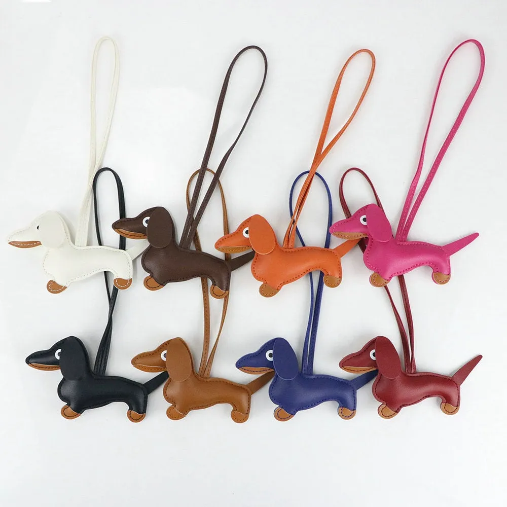 Adorable Dachshund Leather Keychain