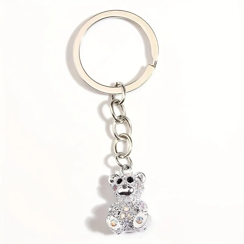 Adorable Rhinestone Bear Keychain  Perfect Mothers Day Gift