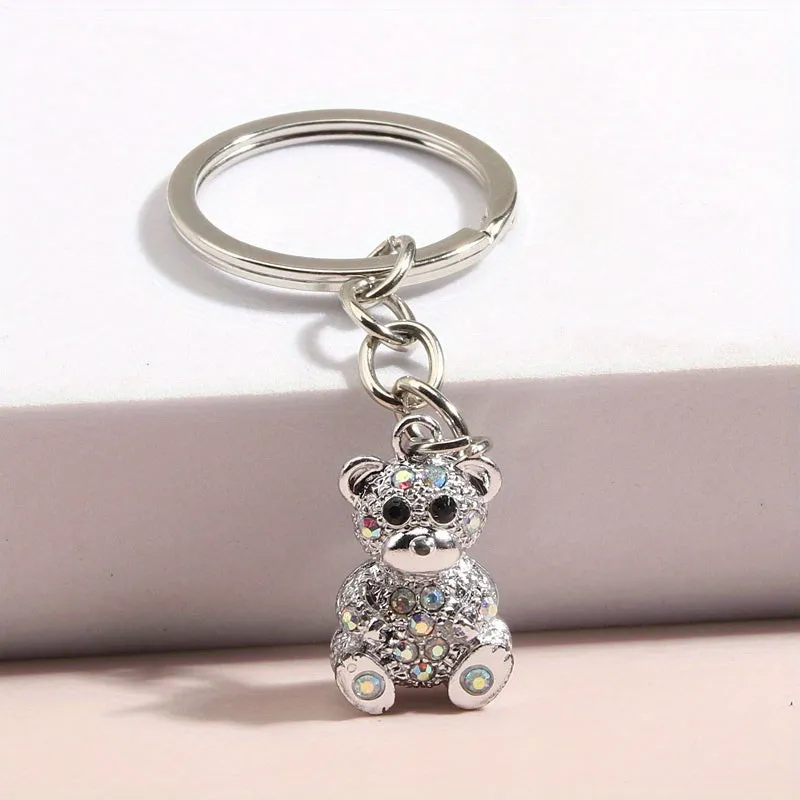 Adorable Rhinestone Bear Keychain  Perfect Mothers Day Gift