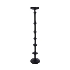 Amalfi Ridged Black Metal Floor Standing Candle Holder 13x13x74cm