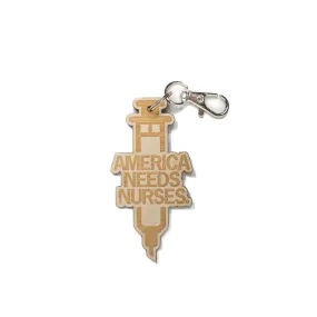 America Needs Nurses Wood Keychain