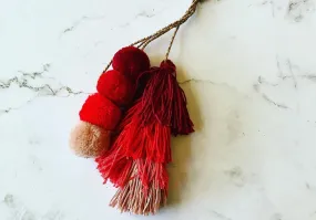 Bohemian Handmade Bag Pendant Pompom Keychain Multicolor With Tassels