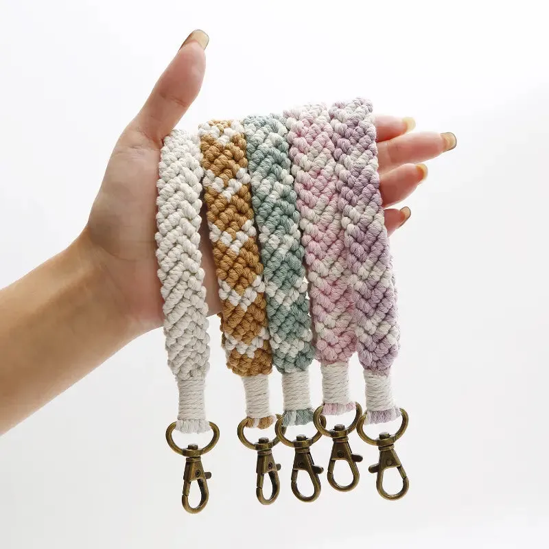 Car Key Chain, Hand Woven Rope Bohemian Key Ring Wrist Pendant Car Key Storage Holder For Car Accessories