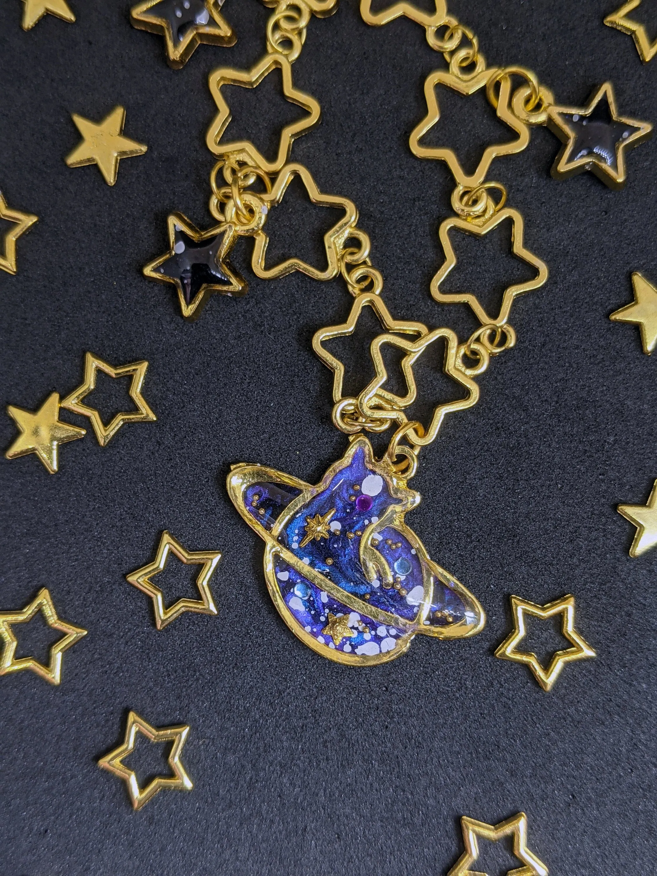 Celestial Kitty Planet Star Keychain