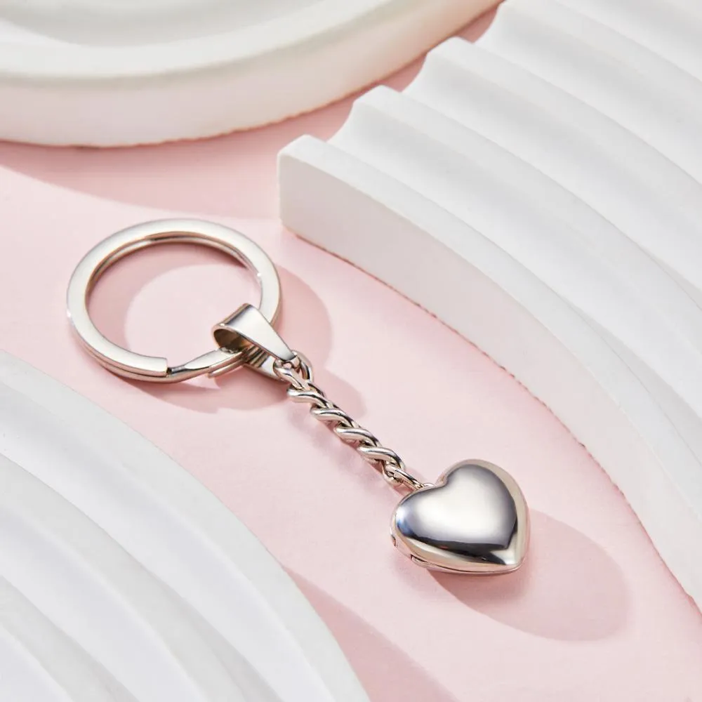 Custom Keychain Personalised Photo Keychain Stainless Steel Heart Shape Locket Keychain for Men Women