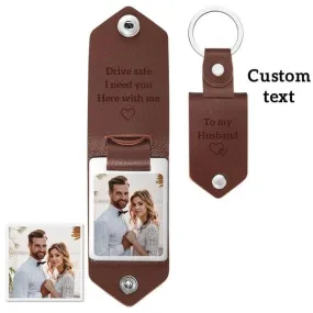 Custom Leather Keychain Personalized Engrave Keychain Anniversary Gift For Couple Birthday Gift