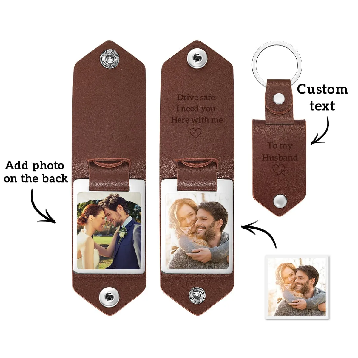 Custom Leather Keychain Personalized Engrave Keychain Anniversary Gift For Couple Birthday Gift