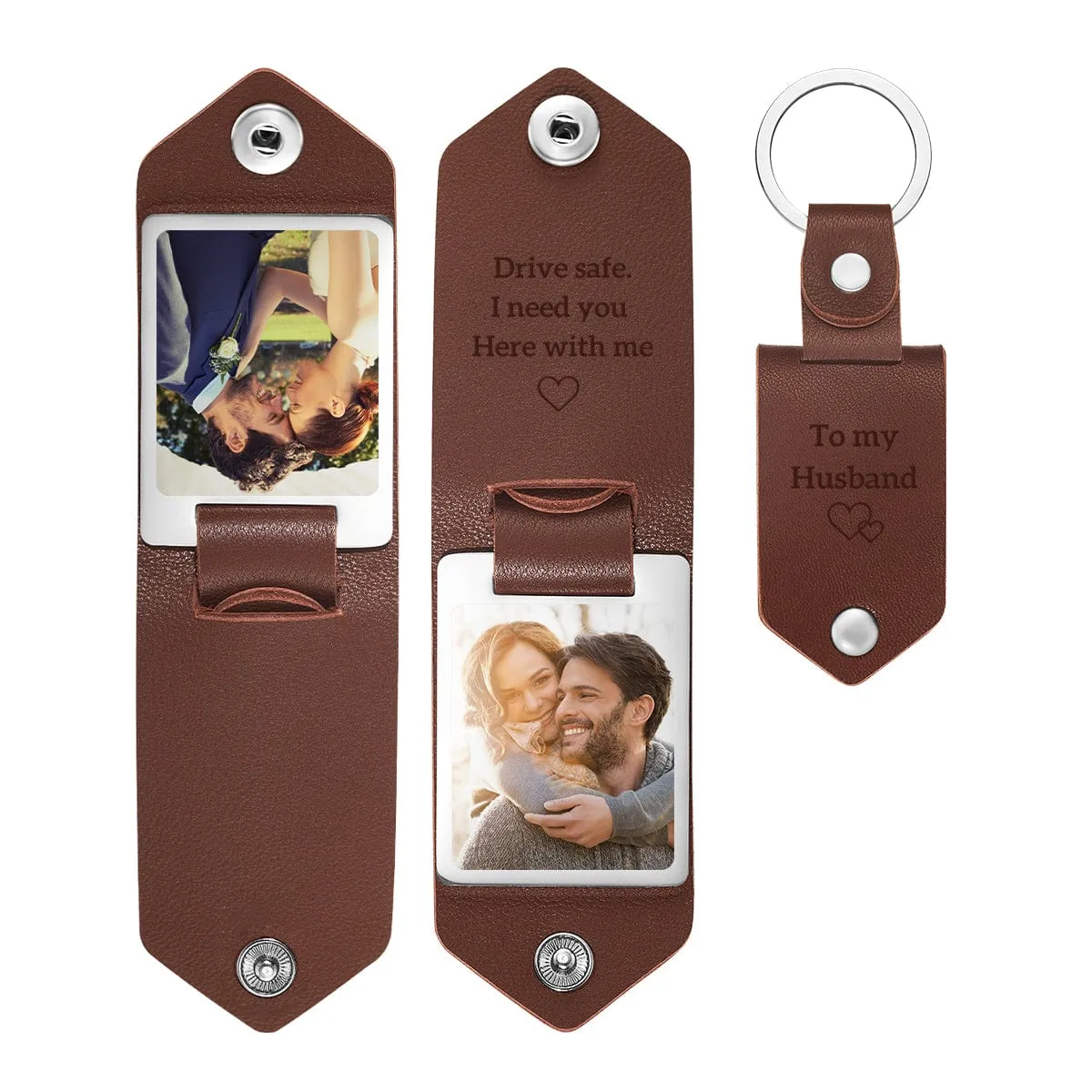 Custom Leather Keychain Personalized Engrave Keychain Anniversary Gift For Couple Birthday Gift