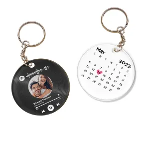 Custom Music Song Calendar Keychains Scannable Spotify Code Acrylic Gifts for Couple