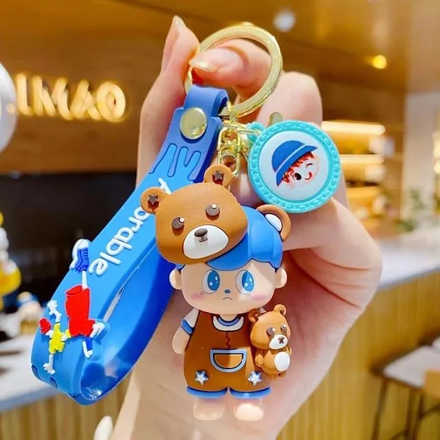 Cute Animal Hat Keychain With Bagcharm and Strap (Choose from Drop Down Menu)