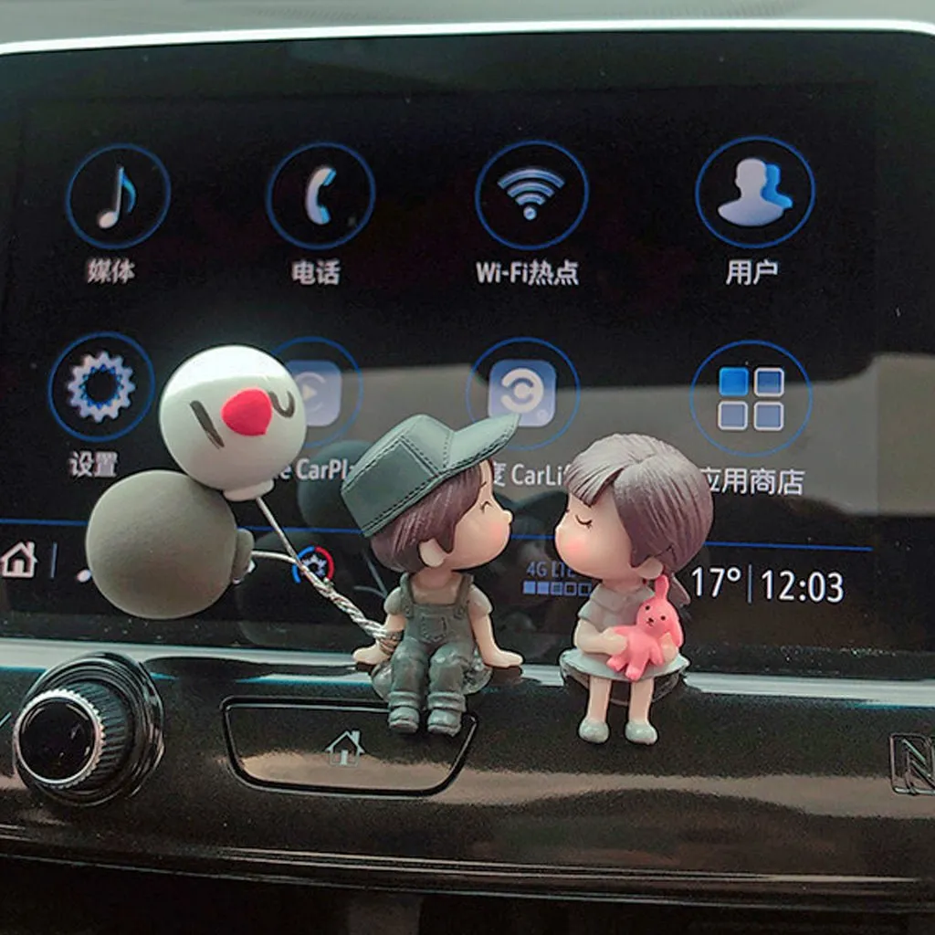 Cute Cartoon Couples Car Decoration Accessories, 4 PCS Romantic Figurines, Balloon Lovers Anime, Home Desk Ornament