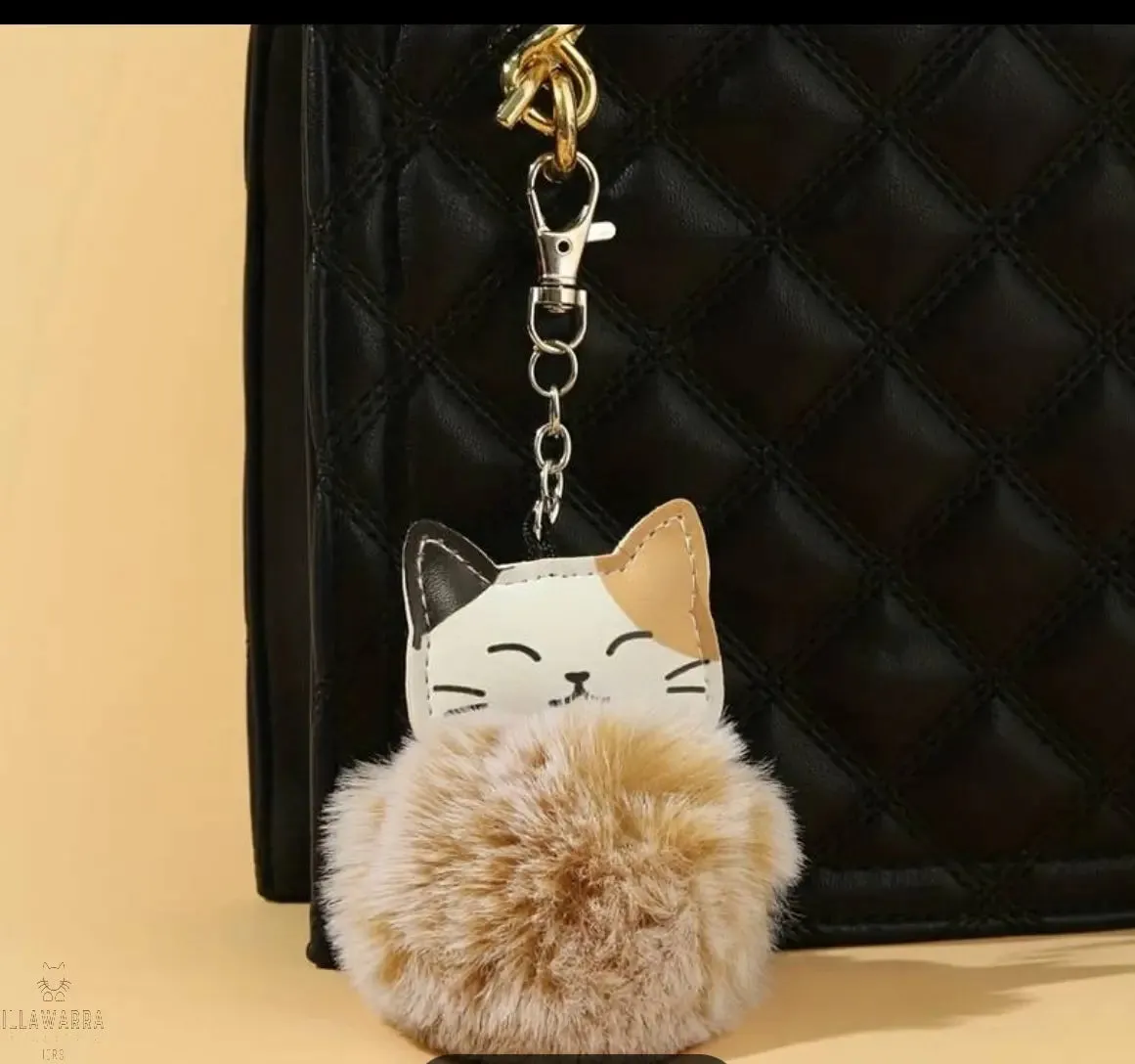 Cute Cat Pom Pom Key Ring