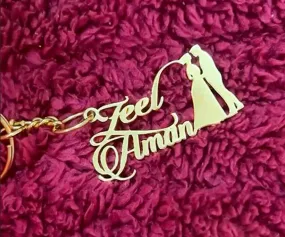 Cute Couple Name Keychain