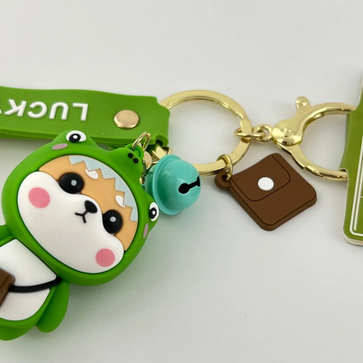 Cute Key Holders Shiba Inu (Green Dinosaur)