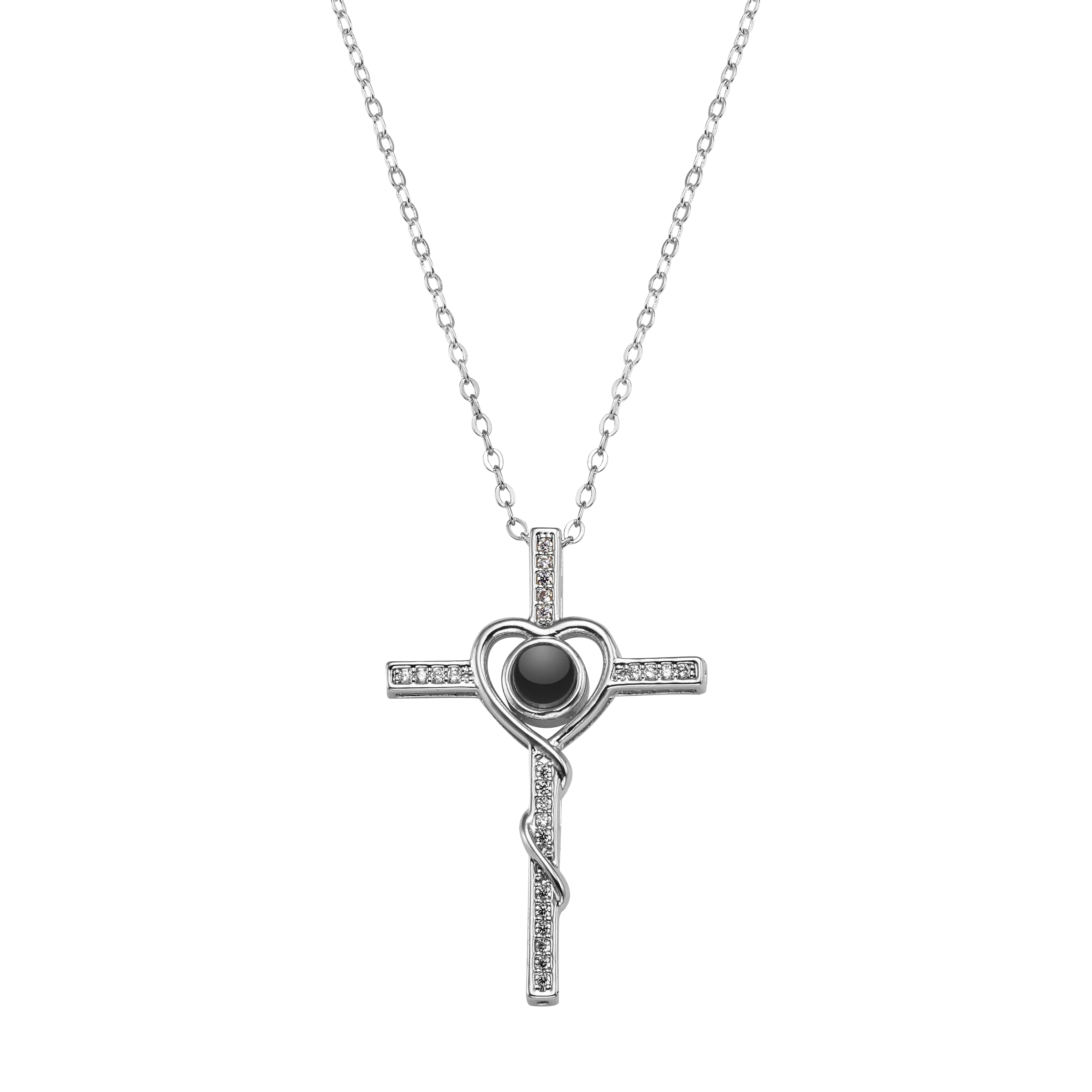 Heart and Cross Photo Necklace