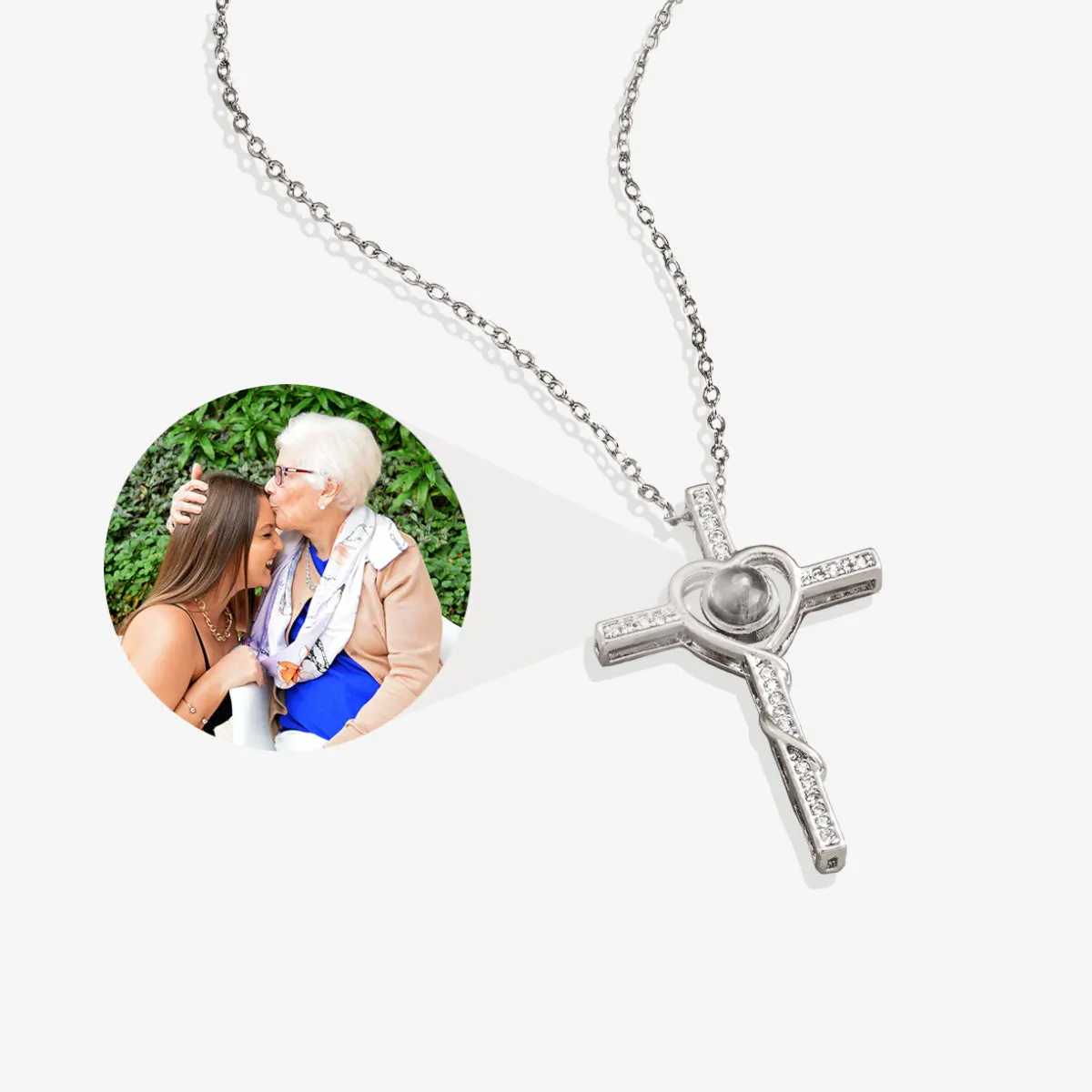 Heart and Cross Photo Necklace