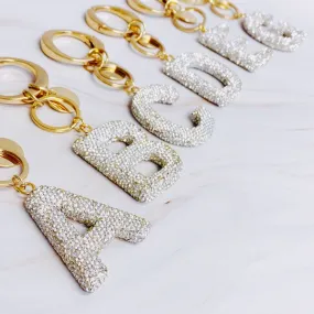 It Girl Glam Initial Key Chain - Crystal Clear