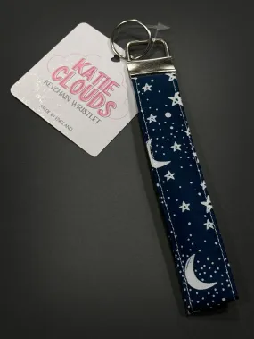 Katie Clouds Keychain Wristlet - Moons & Stars  - Hand Made in England