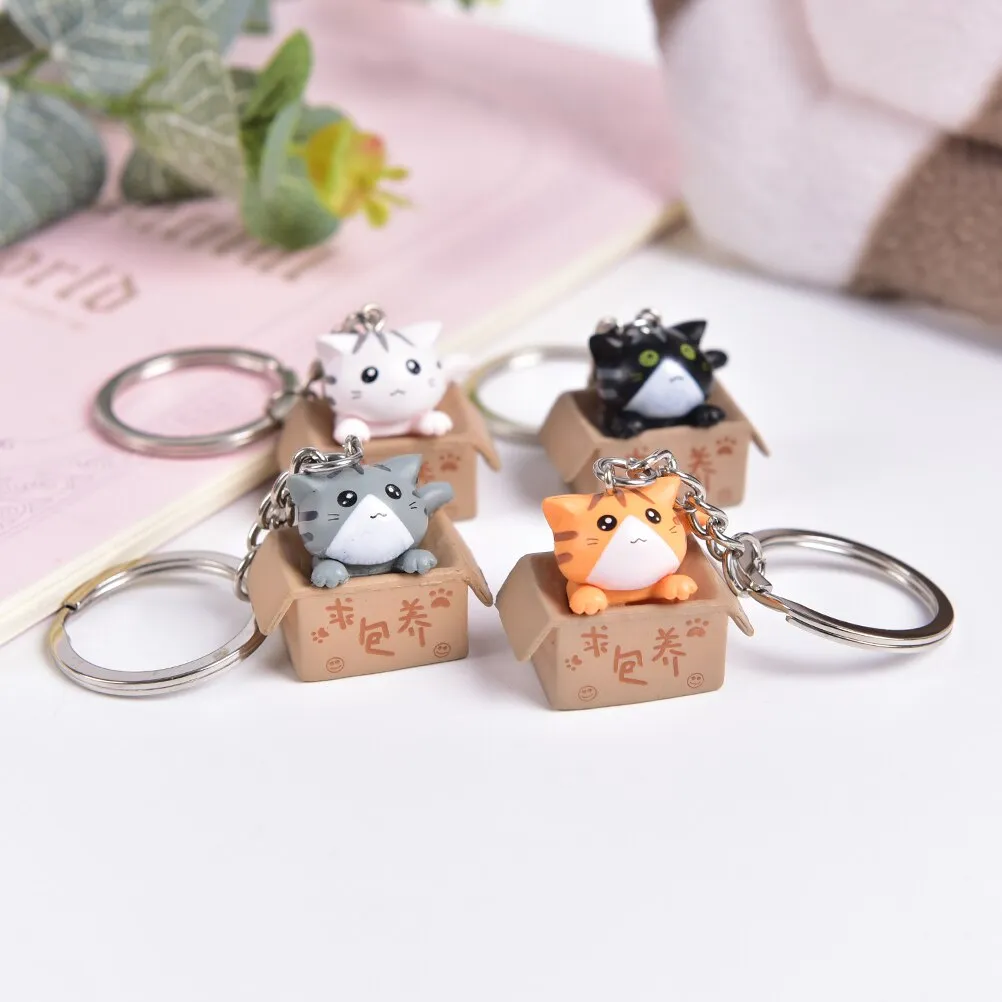 Kawaii Creative Cat Box Keychain