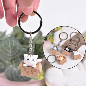 Kawaii Creative Cat Box Keychain