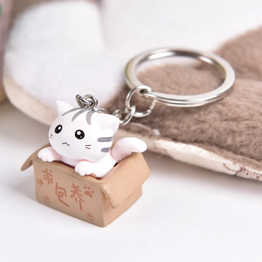 Kawaii Creative Cat Box Keychain