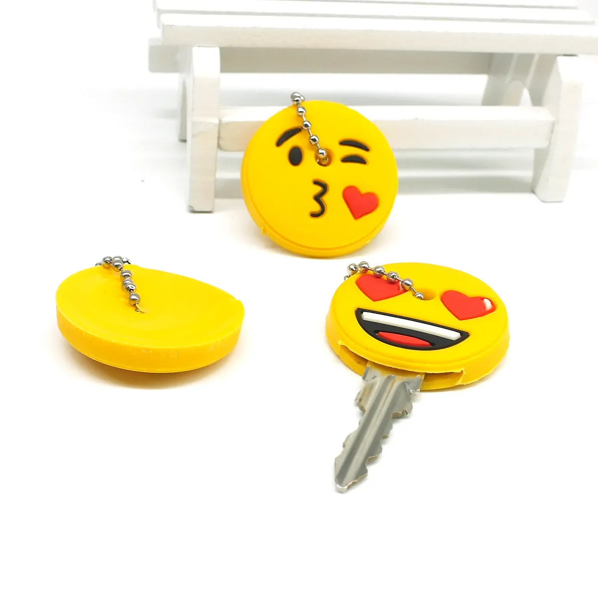 Key Cover Keychain - Worried Emoji