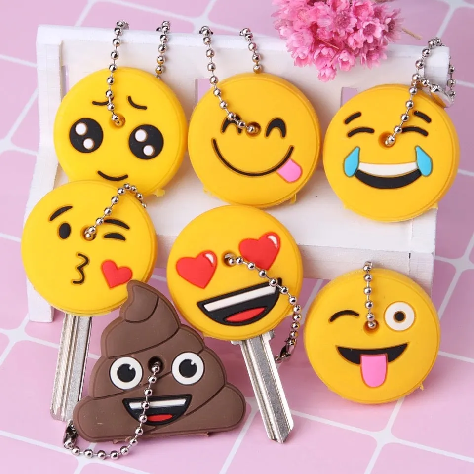 Key Cover Keychain - Worried Emoji