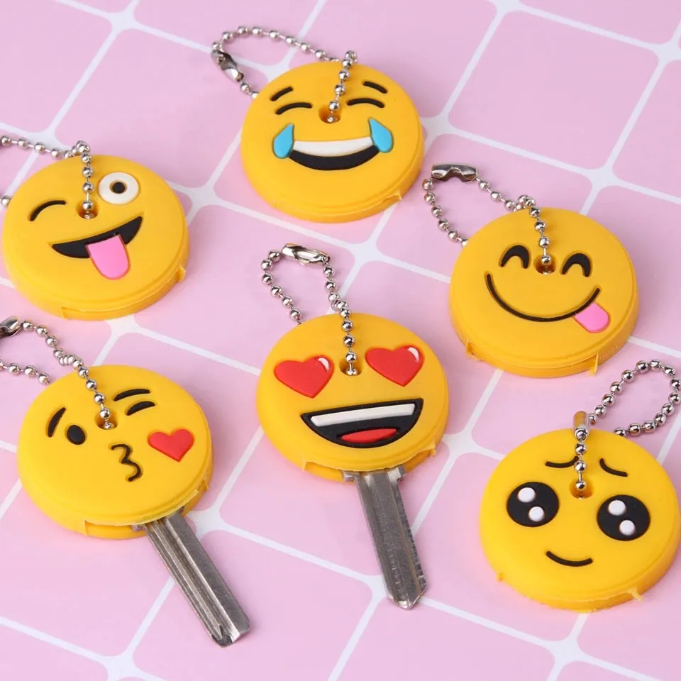 Key Cover Keychain - Worried Emoji