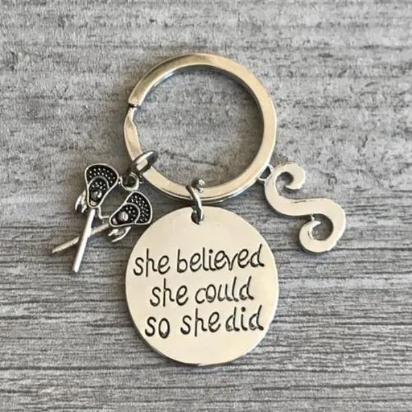 Personalized Lacrosse Keychain - She Believed She Could So She Did