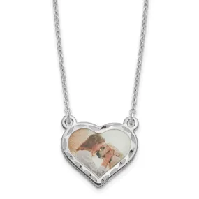 Personalized Small 12 mm Photo Heart with Beveled Edge Necklace