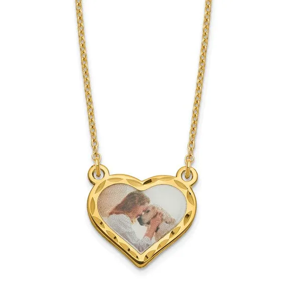 Personalized Small 12 mm Photo Heart with Beveled Edge Necklace