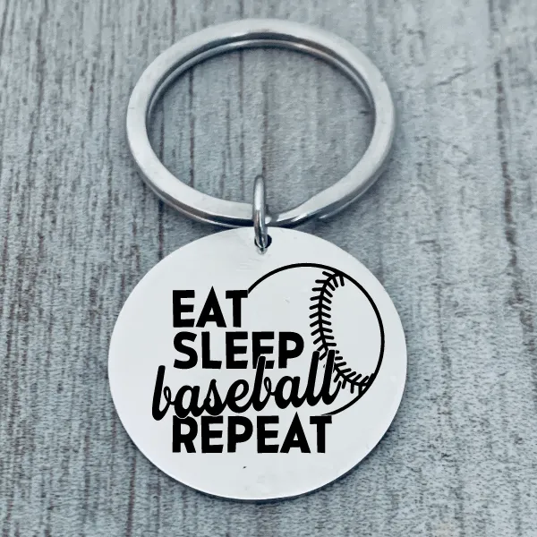 Products Baseball Keychain - Eat, Sleep, Baseball, Repeat