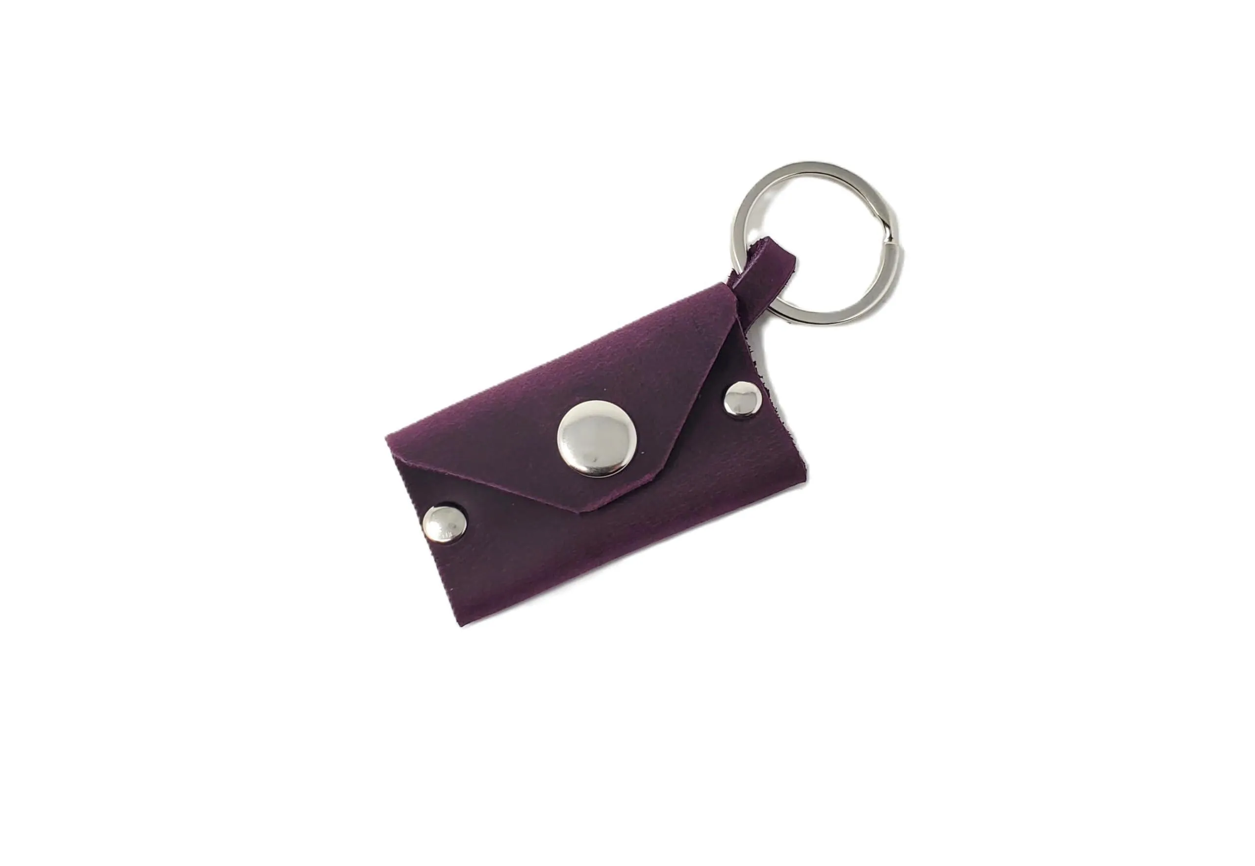 Purple Leather Keychain Coin Holder for Man and Women Airtag Holder Keychain