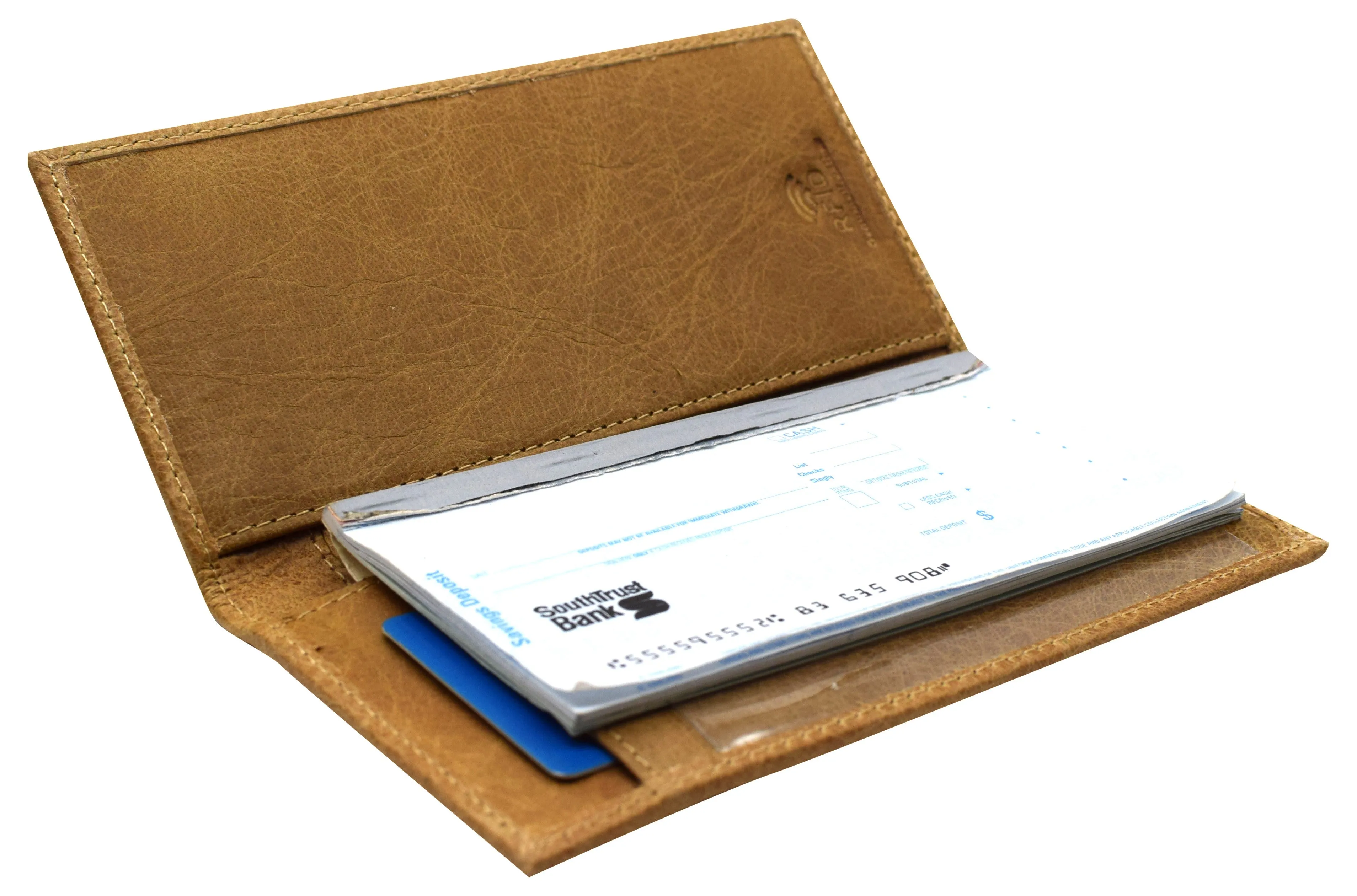 RFID620156TN Marshal Cowhide Leather Basic Checkbook Cover RFID Blocking for Men Women