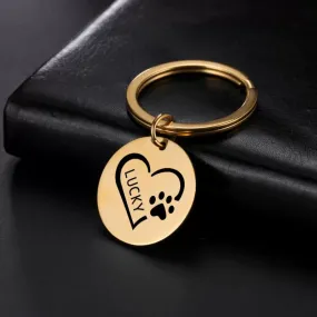 Round with Heart Name Keychain