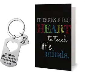 Teacher Big Heart Little Minds Keychain & Card Set