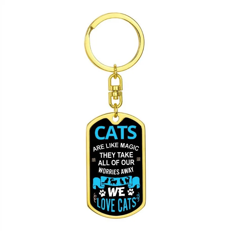 We Love Cats - Dog Tag Keychain