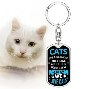 We Love Cats - Dog Tag Keychain