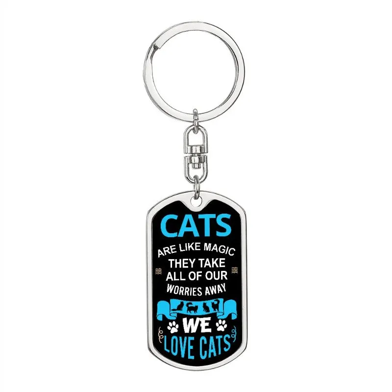 We Love Cats - Dog Tag Keychain