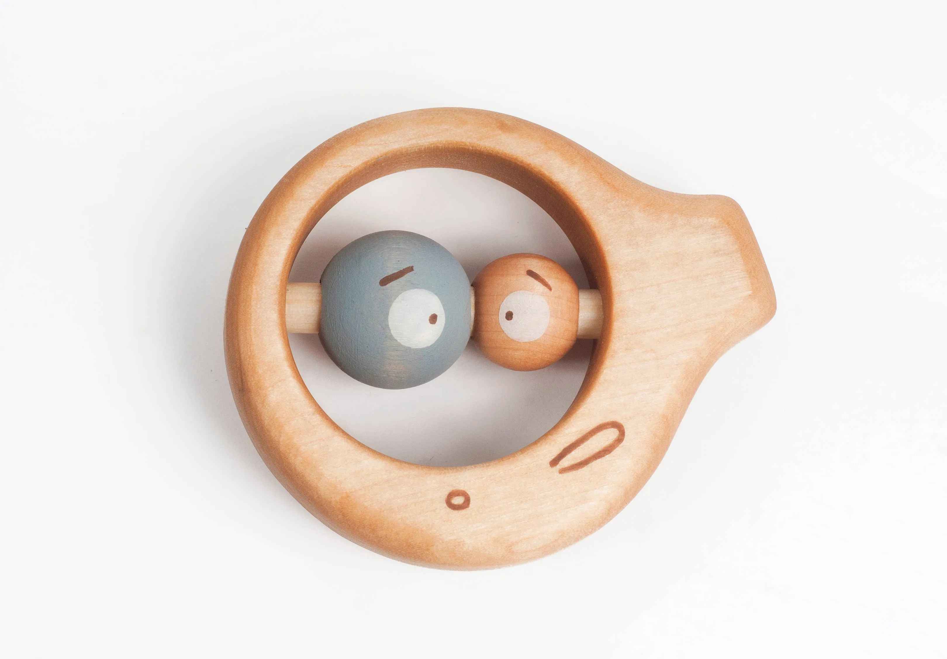 Wooden Teething Toy Blue Eye Fish